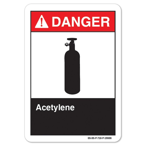 ANSI Danger, 10" Height, 14" Width, Aluminum, 14" W, 10" H, Landscape, Acetylene